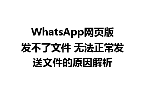 WhatsApp网页版发不了文件 无法正常发送文件的原因解析