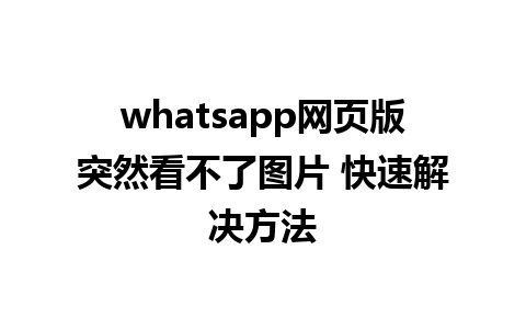 whatsapp网页版突然看不了图片 快速解决方法