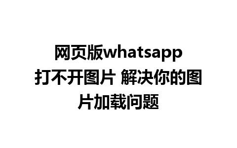 网页版whatsapp打不开图片 解决你的图片加载问题