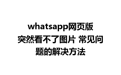 whatsapp网页版突然看不了图片 常见问题的解决方法